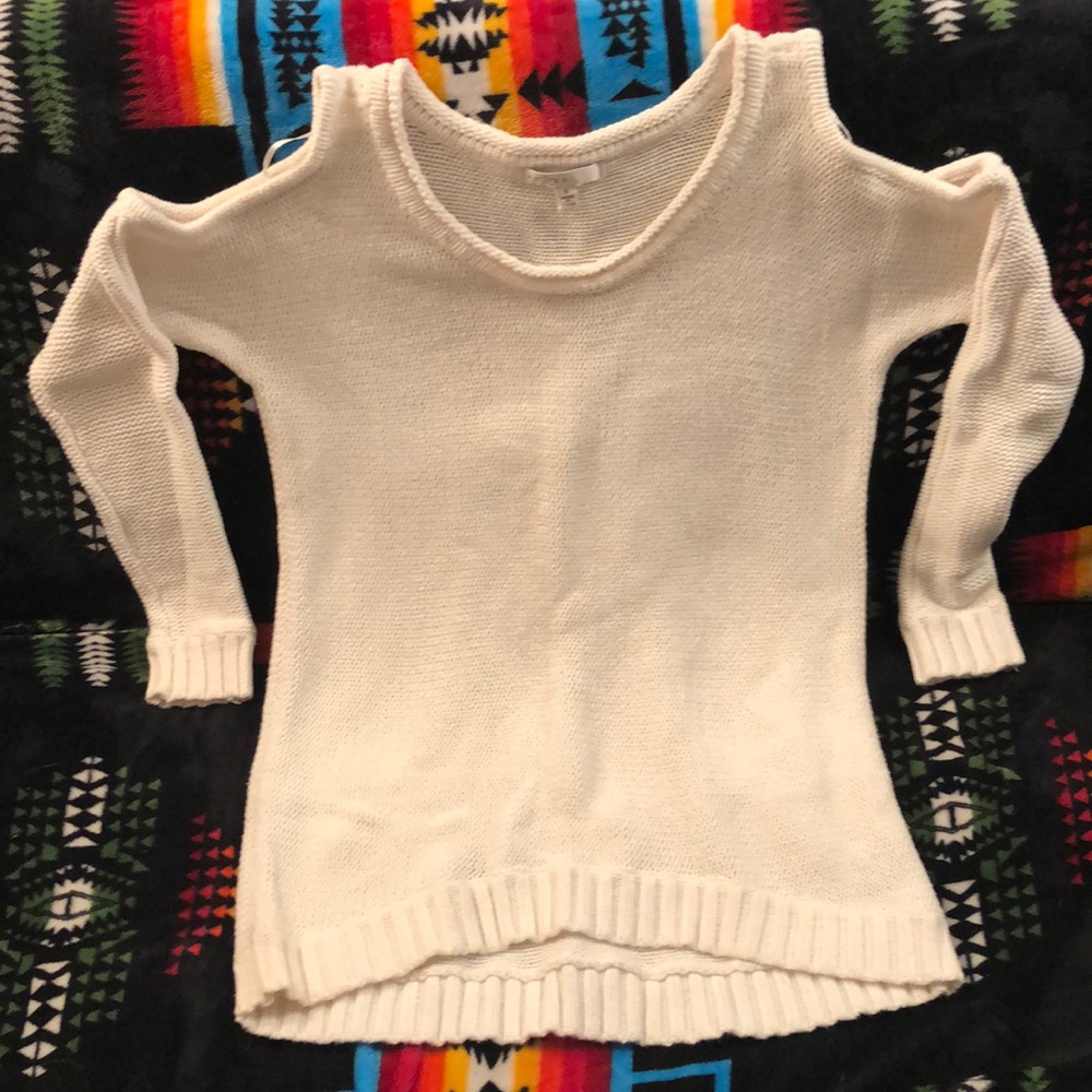 White Fever Sweater shoulder cut-outs